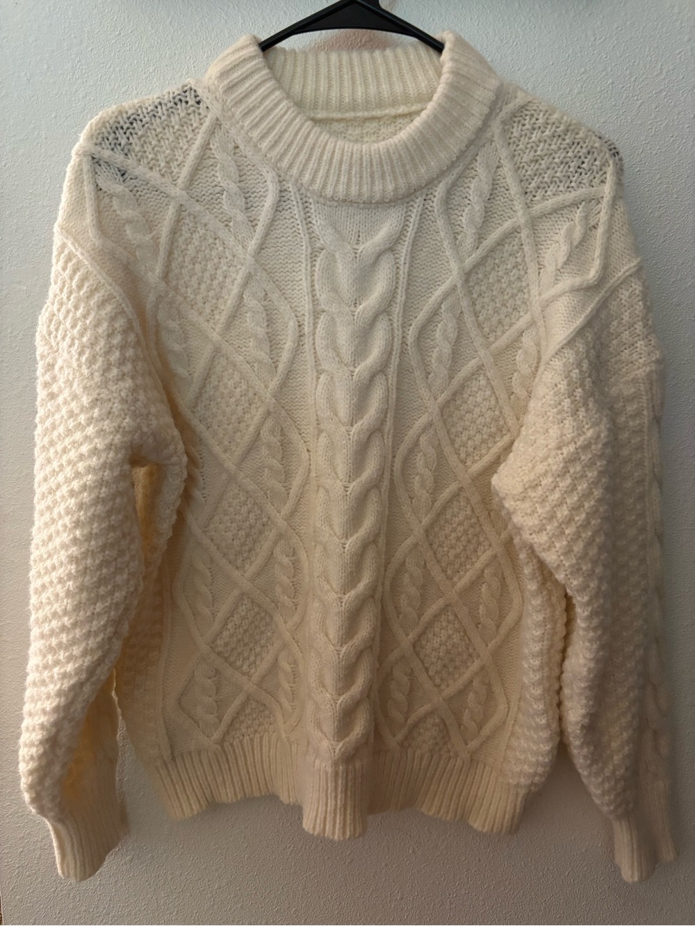 Classic Cable Knit Turtleneck Sweater - Cream